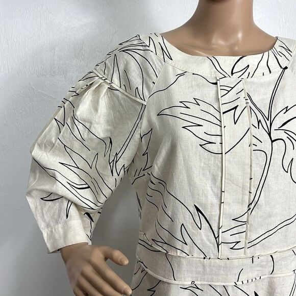 Banana Republic Linen Blend Mini Dress Stone Washed Tropical Print Size 8 - Picture 3 of 11